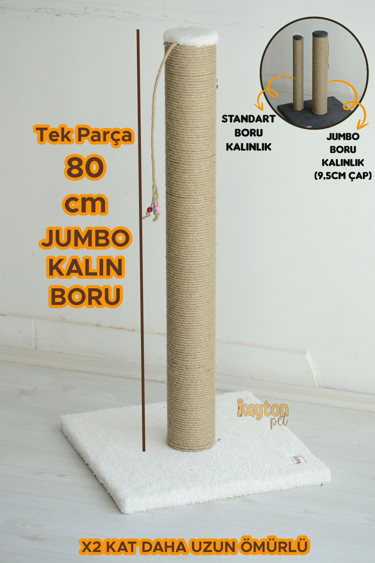 Jumbo 80cm Kalın Borulu Kedi Tırmalaması - Krem