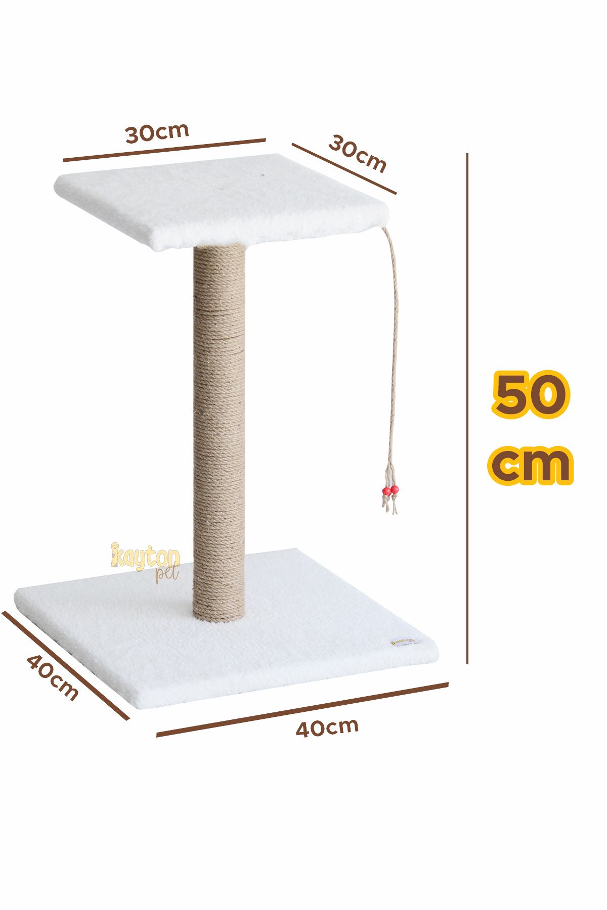 54cm Stepli Geniş Taban Kedi Tırmalama Tahtası - Krem