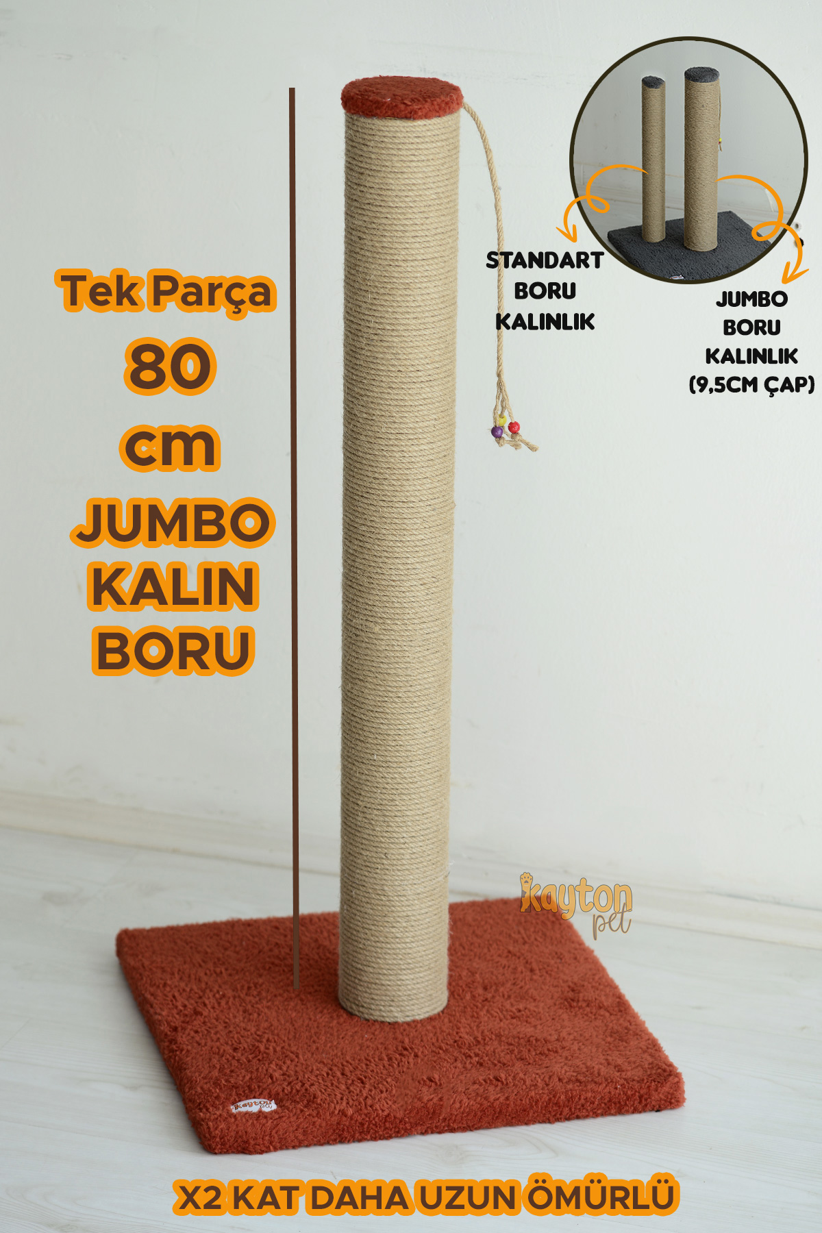 Jumbo 80cm Kalın Borulu Kedi Tırmalaması - Kiremit