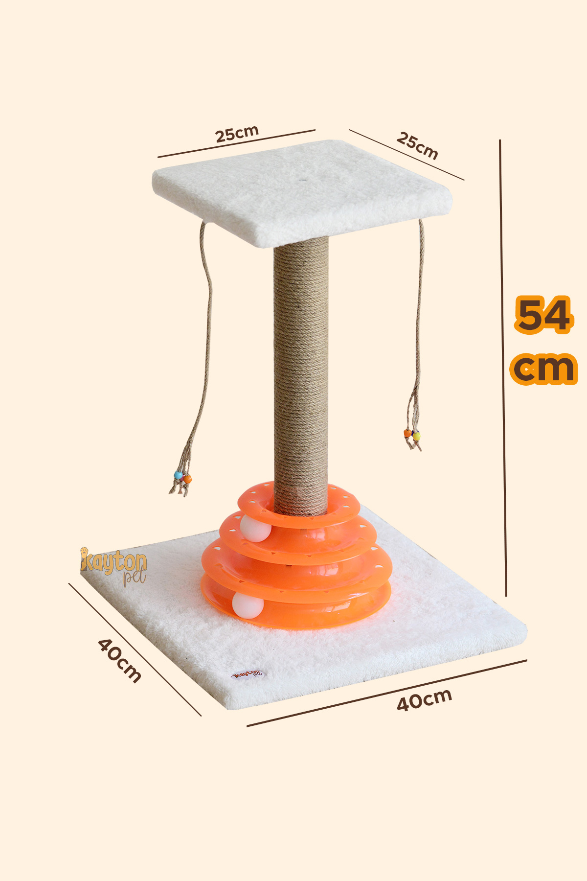 54cm Stepli Oyuncaklı Kedi Tırmalaması - Krem