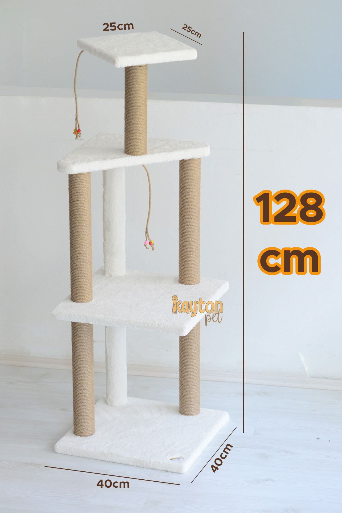 128 Cm Üç Katlı Kedi Tırmalaması - Krem