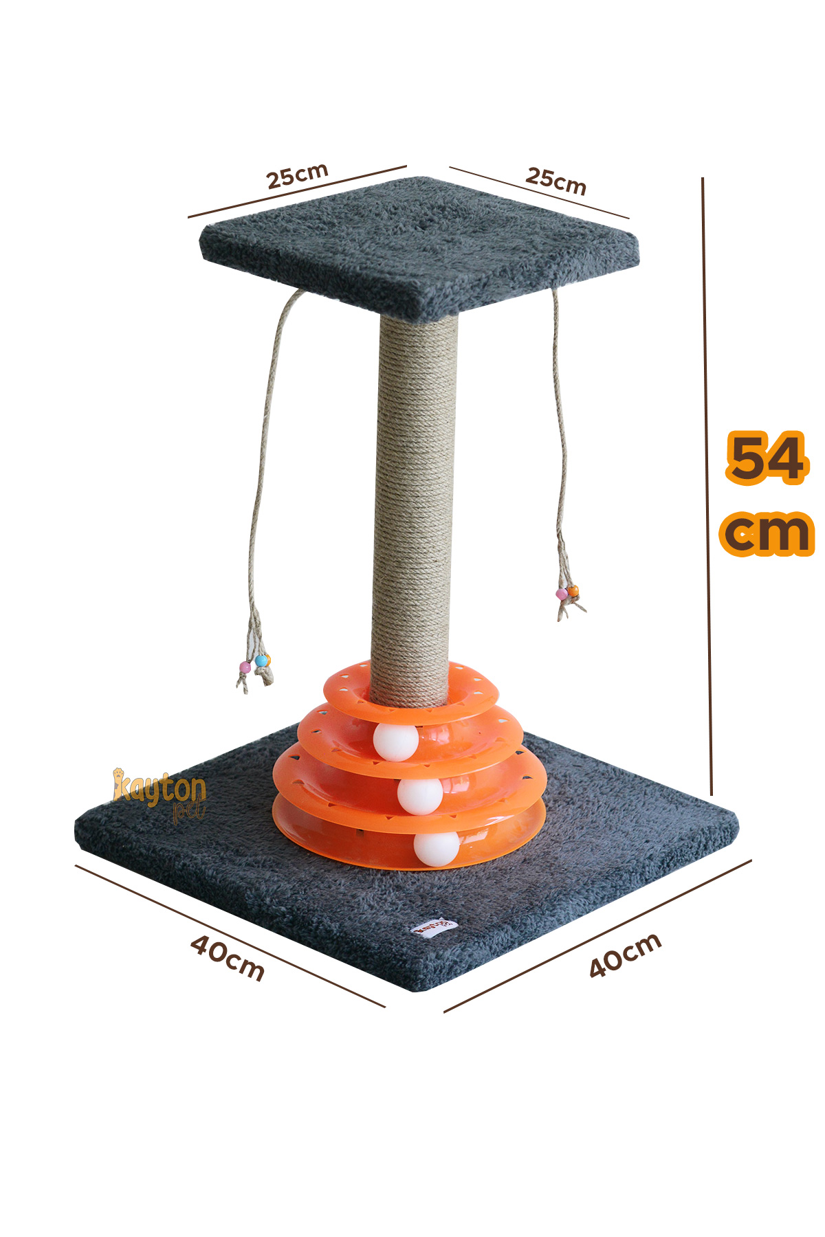 54cm Stepli Oyuncaklı Kedi Tırmalaması - Antrasit