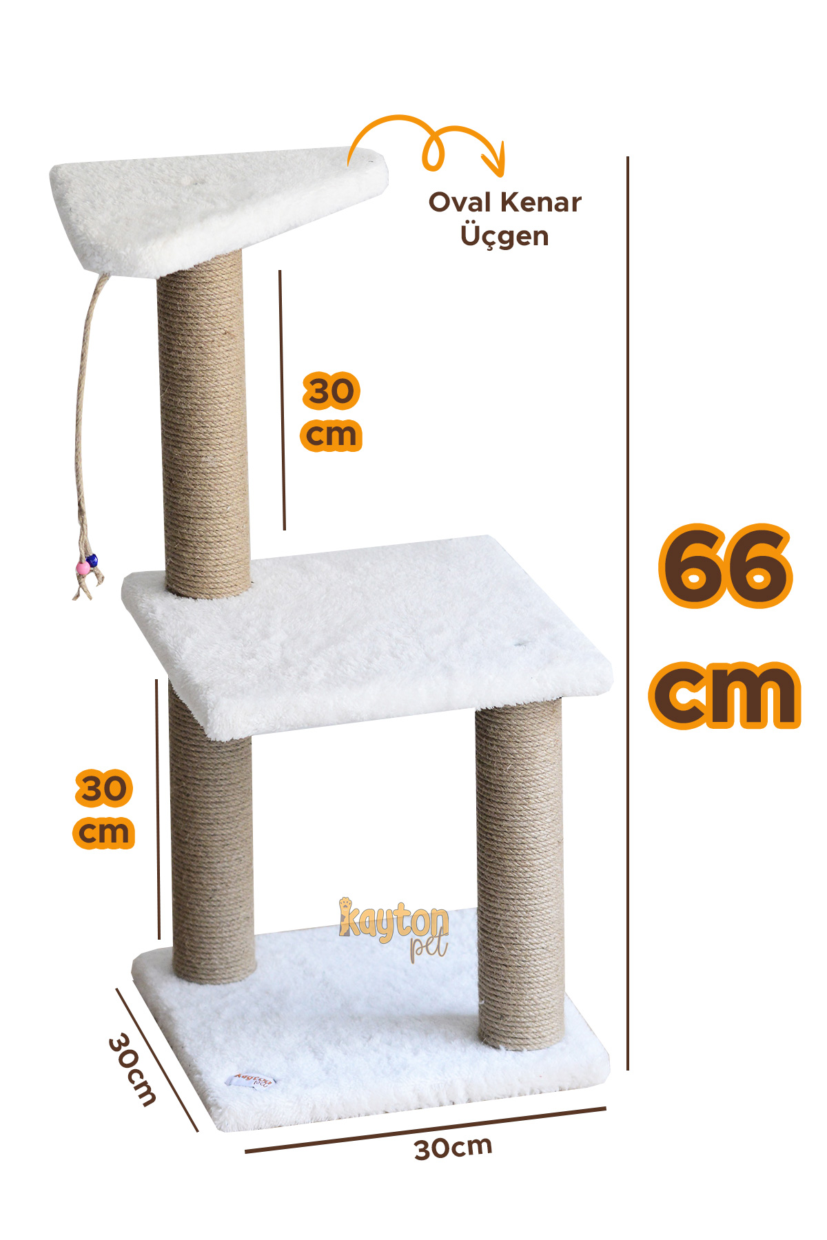 İki Katlı 66cm Yavru Kedi Tırmalaması - Krem