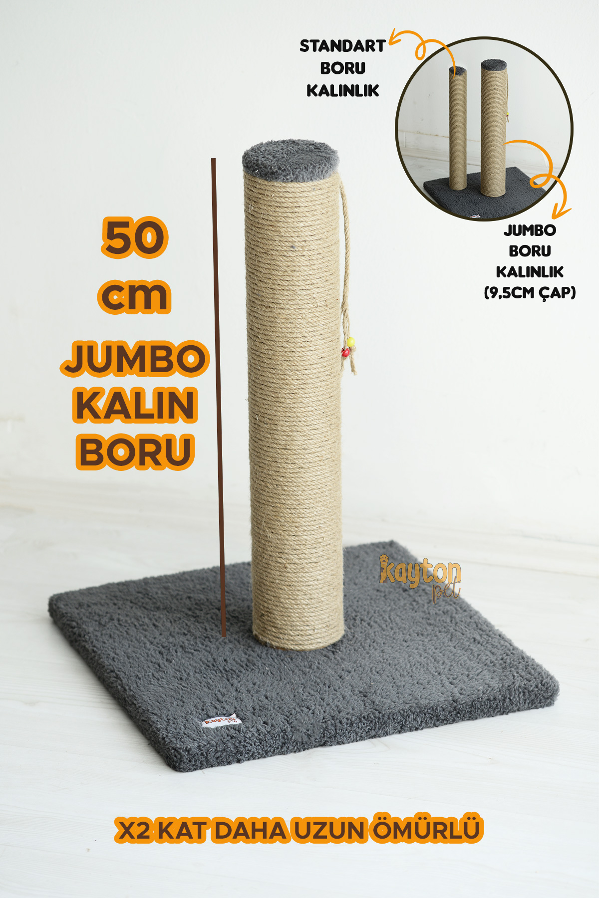 Jumbo 50cm Kalın Borulu Kedi Tırmalaması - Antrasit