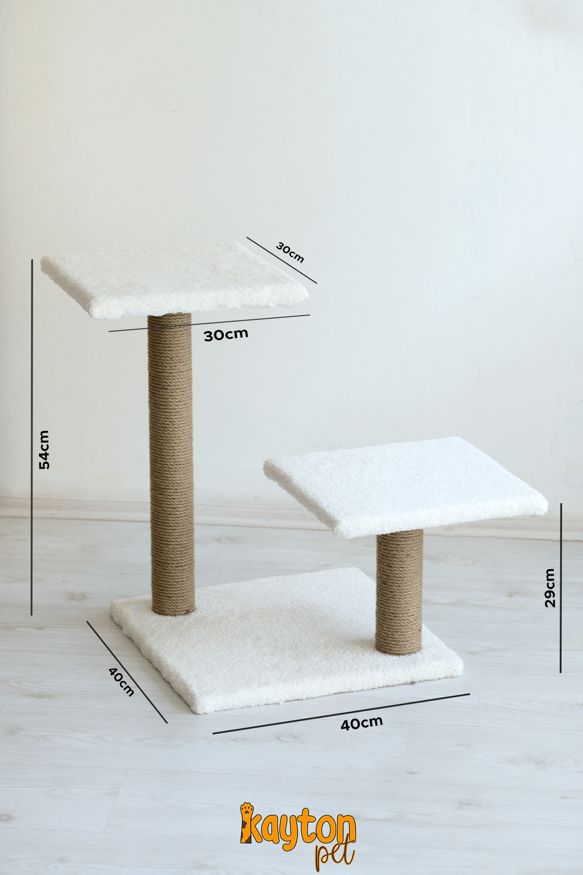 54cm İki Stepli Kedi Tırmalama Tahtası - Krem